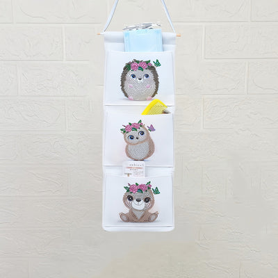 Mignons Bébés Animaux Maison Organisateur Sac de Rangement Suspendu Broderie Diamant