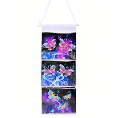 Papillon et Fleur Fantastique Maison Organisateur Sac de Rangement Suspendu Broderie Diamant