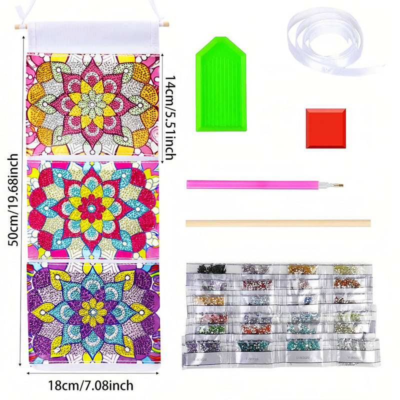 Mandala Lotus Maison Organisateur Sac de Rangement Suspendu Broderie Diamant