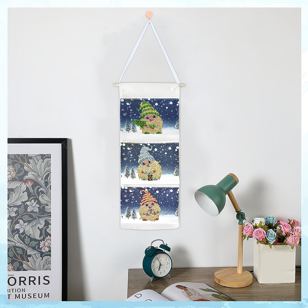 Nain dans La Neige Maison Organisateur Sac de Rangement Suspendu Broderie Diamant