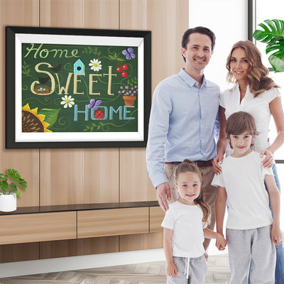 Maison, Jolie Maison et Fleurs Broderie Diamant