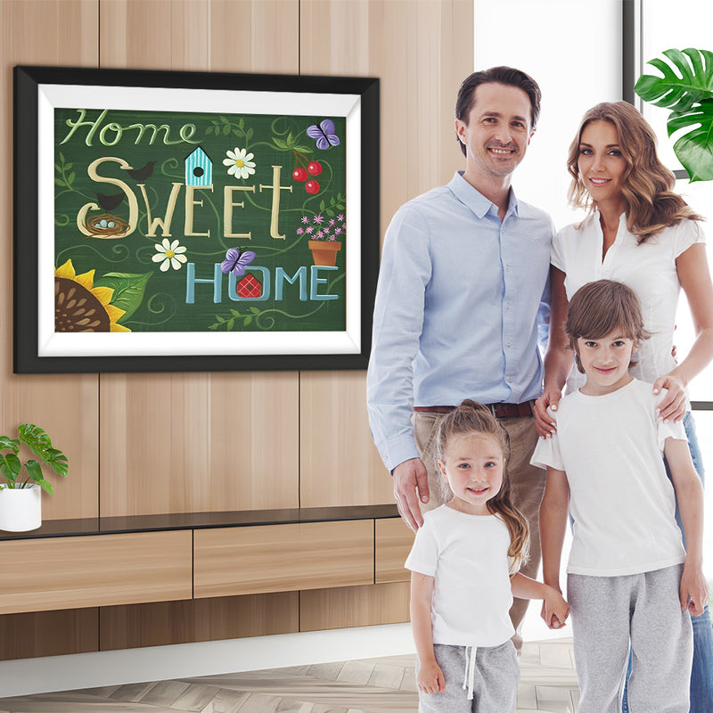Maison, Jolie Maison et Fleurs Broderie Diamant