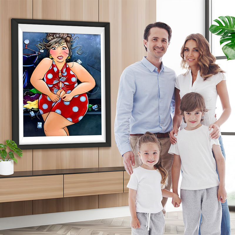 Femme en Robe Rouge Moulante Broderie Diamant
