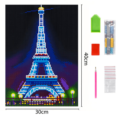 Broderie Diamant Lumineux de Strass en Cristal La Tour Eiffel