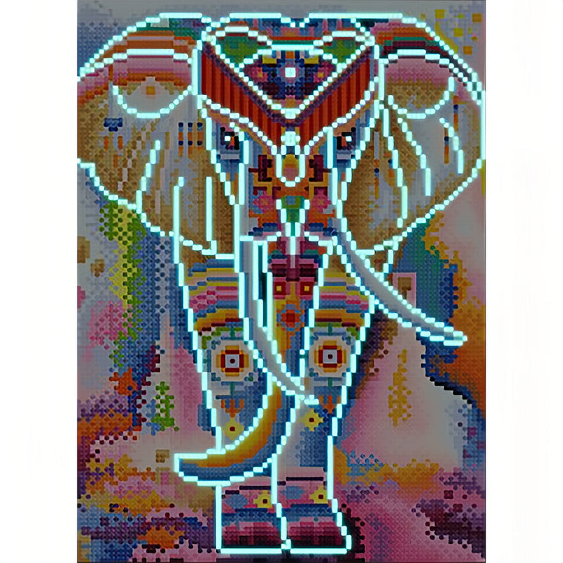 Broderie Diamant Lumineux de Strass en Cristal Éléphant Coloré