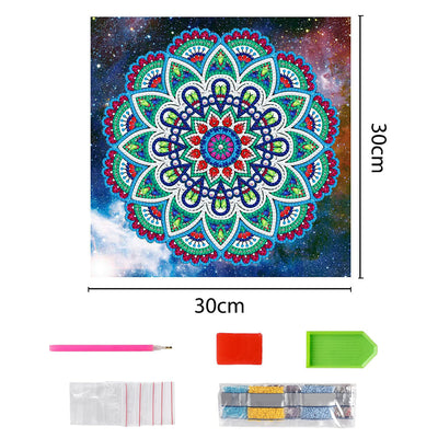 Broderie Diamant Lumineux de Forme Spéciale Mandala Lotus Bleu