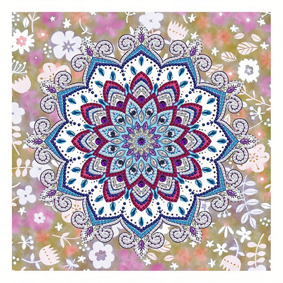 Broderie Diamant Lumineux de Forme Spéciale Mandala Lotus Rouge et Bleu