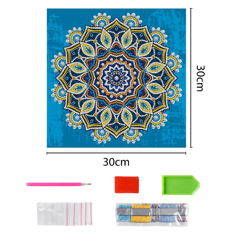 Broderie Diamant Lumineux de Forme Spéciale Mandala Jaune et Orange