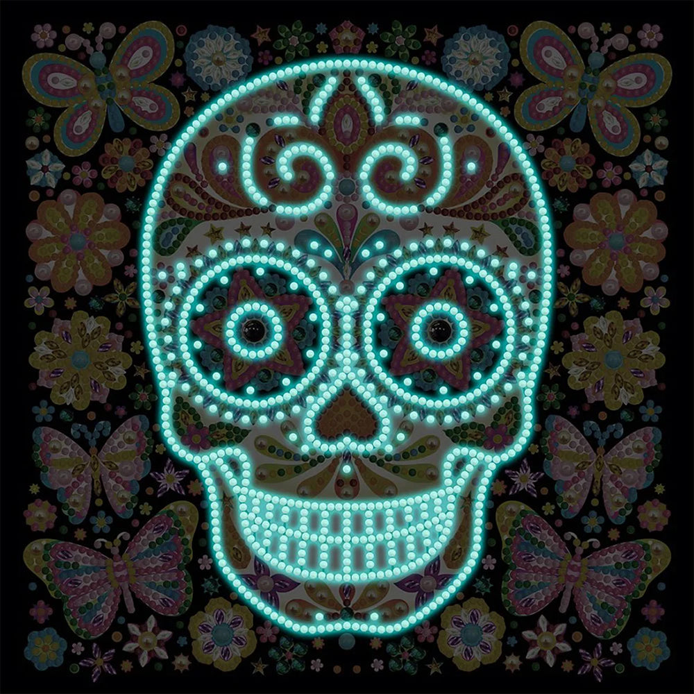 Broderie Diamant Lumineux de Forme Spéciale Crâne et Papillon