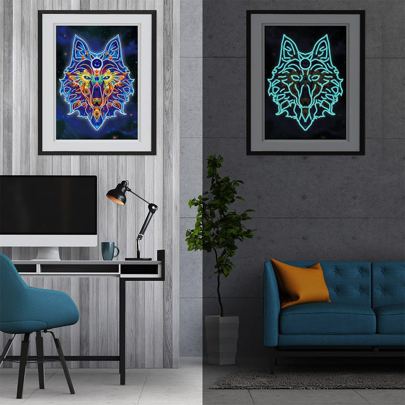 Broderie Diamant Lumineux de Forme Spéciale La Tête de Loup