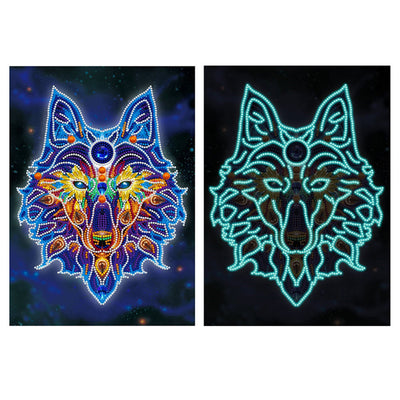 Broderie Diamant Lumineux de Forme Spéciale La Tête de Loup