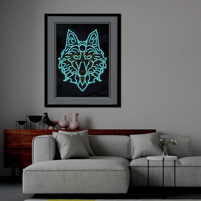 Broderie Diamant Lumineux de Forme Spéciale La Tête de Loup