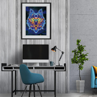 Broderie Diamant Lumineux de Forme Spéciale La Tête de Loup