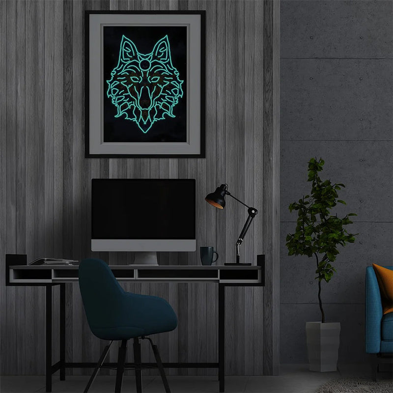 Broderie Diamant Lumineux de Forme Spéciale La Tête de Loup