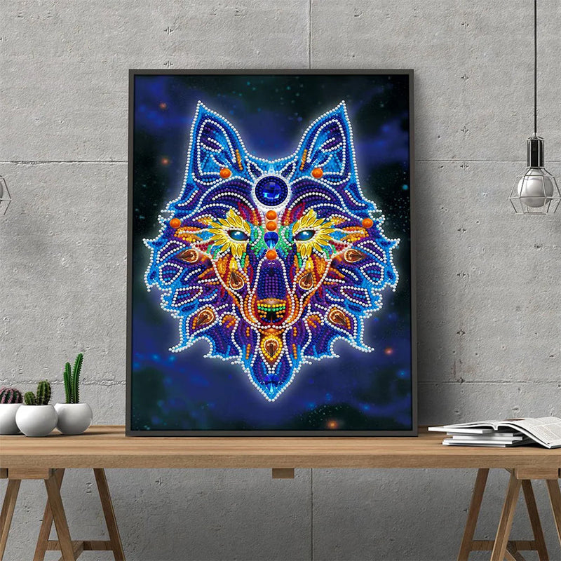 Broderie Diamant Lumineux de Forme Spéciale La Tête de Loup