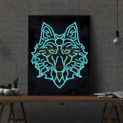 Broderie Diamant Lumineux de Forme Spéciale La Tête de Loup