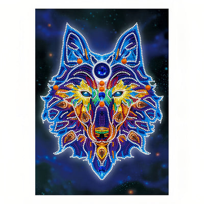 Broderie Diamant Lumineux de Forme Spéciale La Tête de Loup