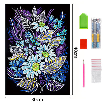 Broderie Diamant Lumineux de Forme Spéciale Fleurs et Feuilles