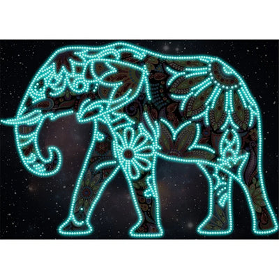 Broderie Diamant Lumineux de Forme Spéciale Éléphant à Fleur