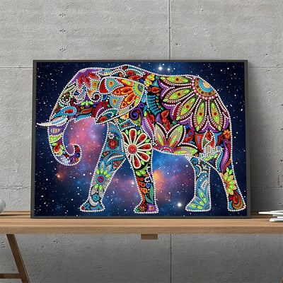 Broderie Diamant Lumineux de Forme Spéciale Éléphant à Fleur