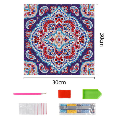 Broderie Diamant Lumineux de Forme Spéciale Mandala Rouge