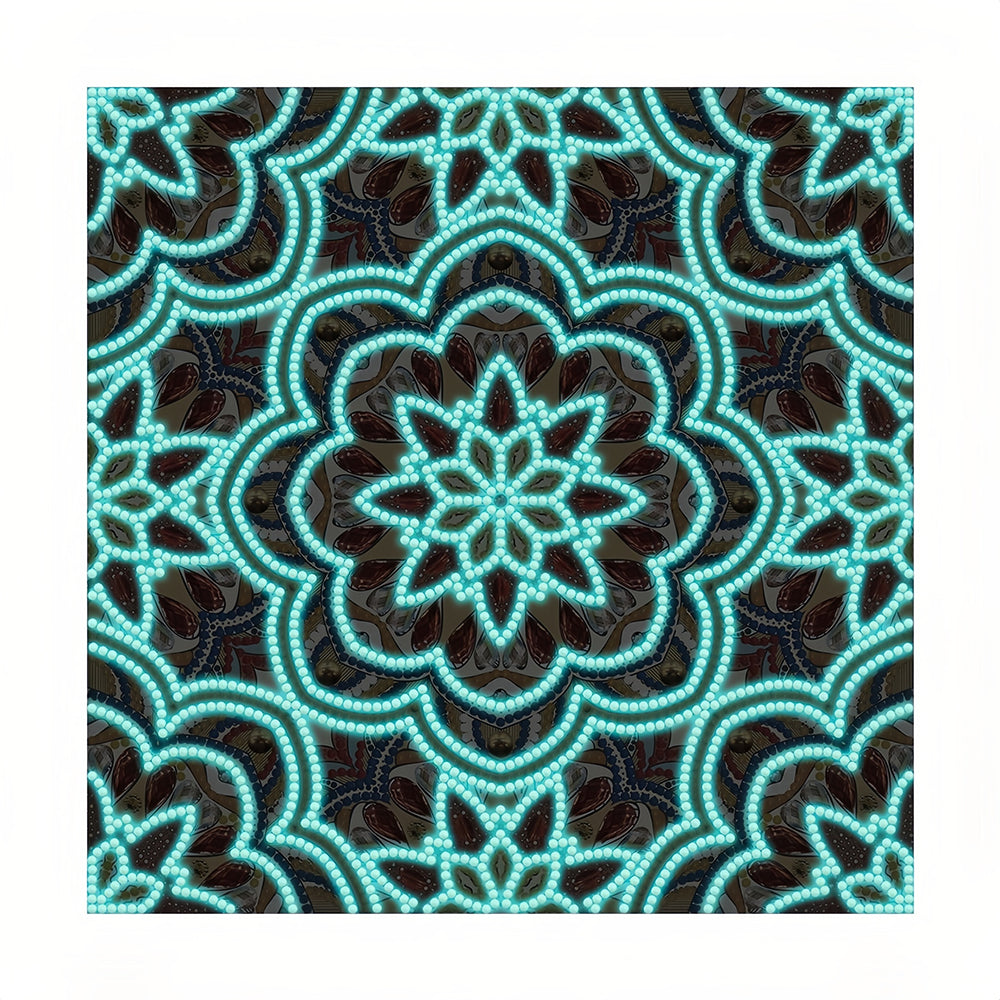 Broderie Diamant Lumineux de Forme Spéciale Mandala Orange et Rouge