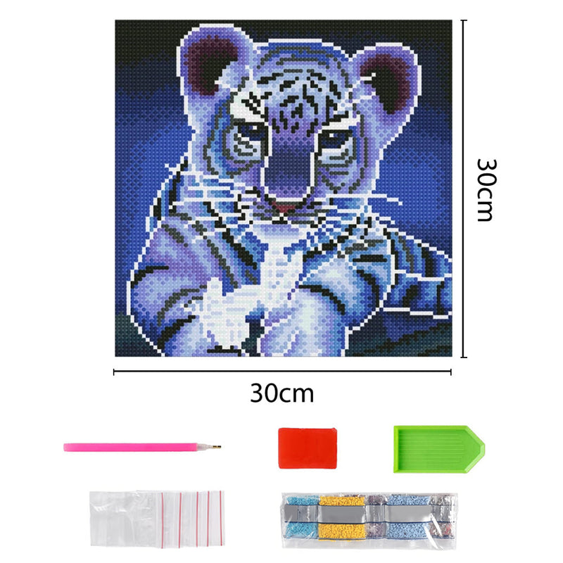 Broderie Diamant Lumineux de Strass en Cristal Bébé Tigre et Papillon