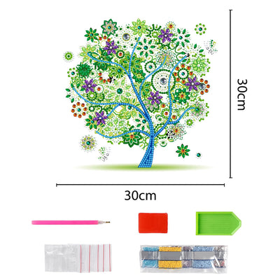 Broderie Diamant Lumineux de Forme Spéciale Arbre Vert Printanier