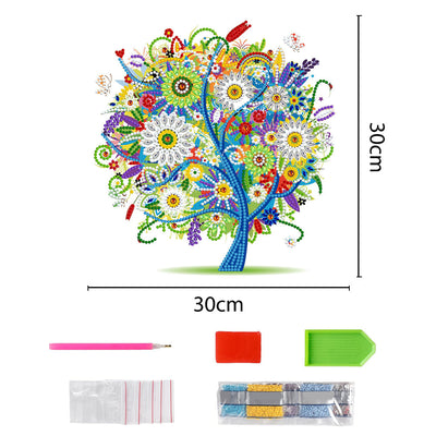 Broderie Diamant Lumineux de Forme Spéciale Arbre Vert d'Été