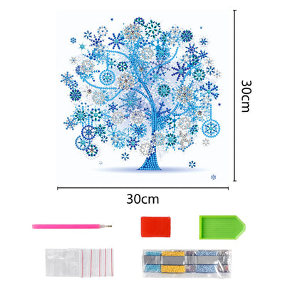 Broderie Diamant Lumineux de Forme Spéciale Arbres d'Hiver Bleus