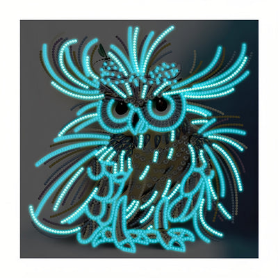 Broderie Diamant Lumineux de Forme Spéciale Hibou Jaune et Bleu