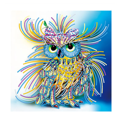 Broderie Diamant Lumineux de Forme Spéciale Hibou Jaune et Bleu