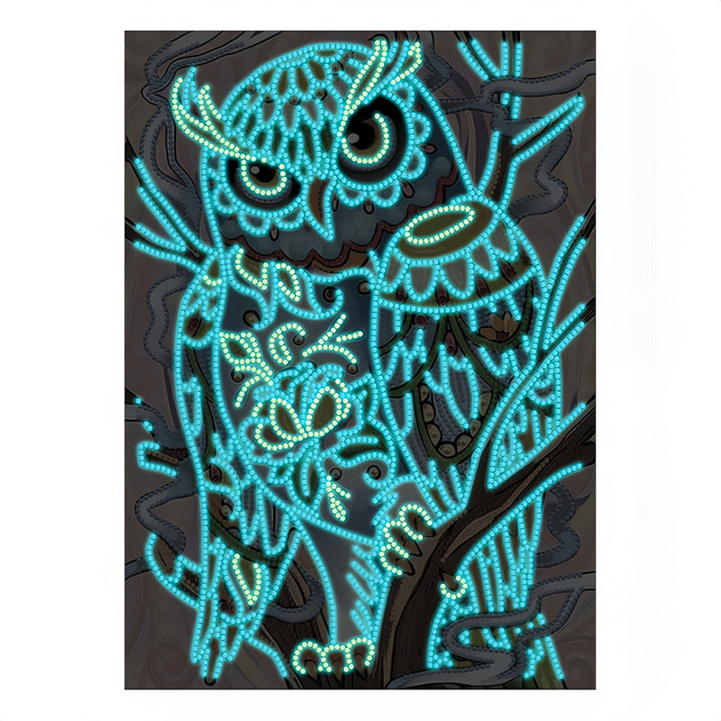 Broderie Diamant Lumineux de Forme Spéciale Hibou Bleu