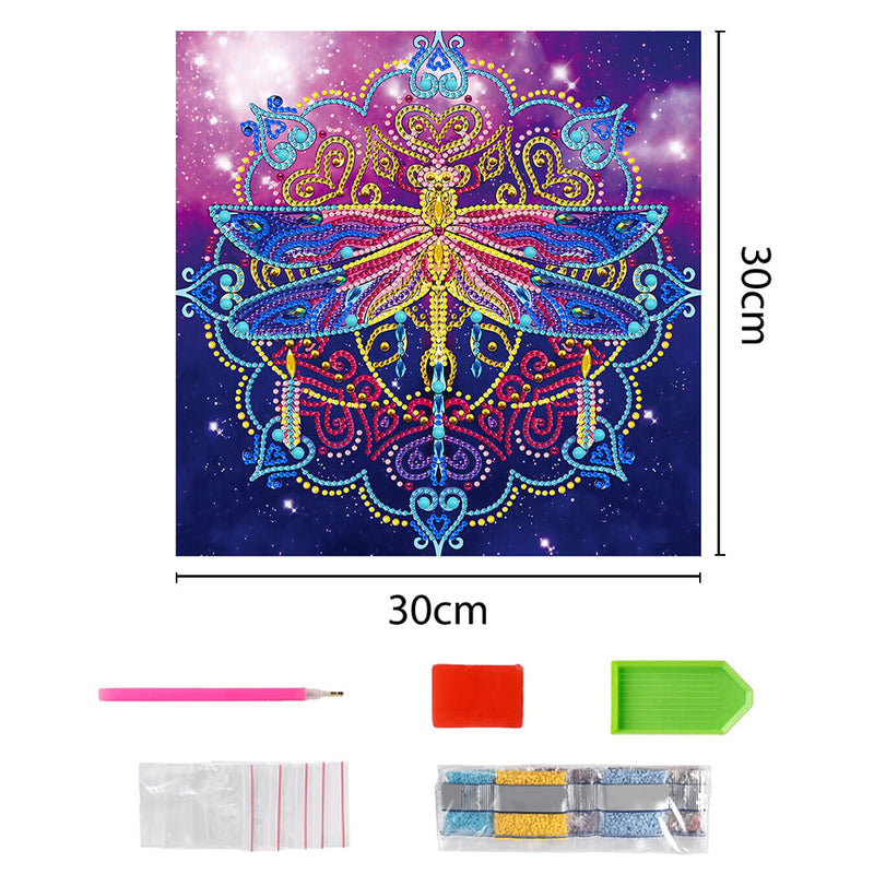 Broderie Diamant Lumineux de Forme Spéciale Coloré Libellule et Mandala