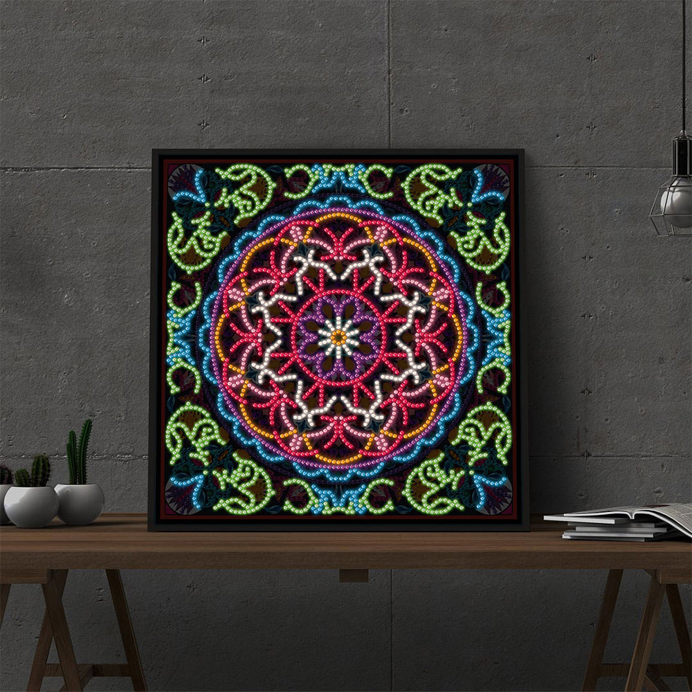 Broderie Diamant Lumineux de Forme Spéciale Coloré Mandala Rouge