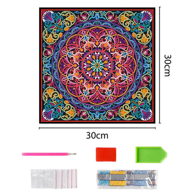 Broderie Diamant Lumineux de Forme Spéciale Coloré Mandala Rouge