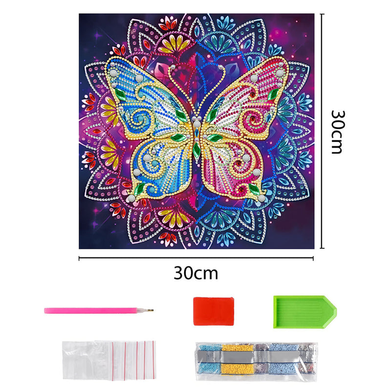 Broderie Diamant Lumineux de Forme Spéciale Coloré Mandala Papillon