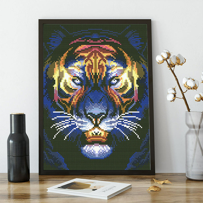 Broderie Diamant Lumineux de Strass en Cristal Coloré La Tête de Tigre