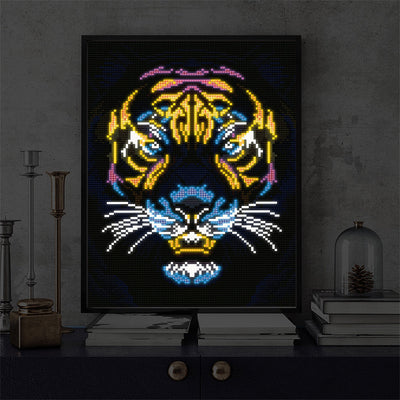 Broderie Diamant Lumineux de Strass en Cristal Coloré La Tête de Tigre