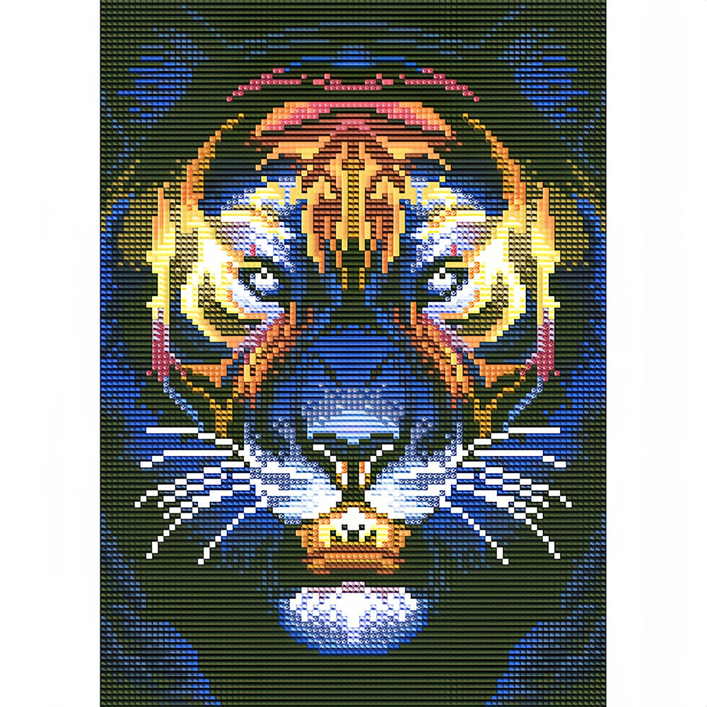 Broderie Diamant Lumineux de Strass en Cristal Coloré La Tête de Tigre