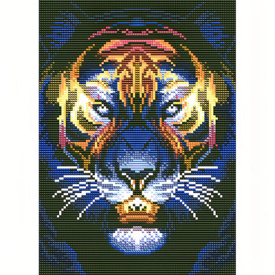 Broderie Diamant Lumineux de Strass en Cristal Coloré La Tête de Tigre