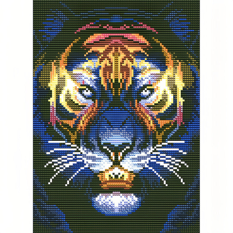 Broderie Diamant Lumineux de Strass en Cristal Coloré La Tête de Tigre