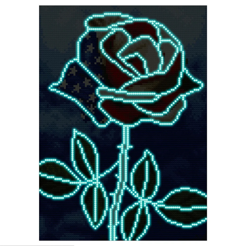 Broderie Diamant Lumineux de Strass en Cristal Rose Américaine