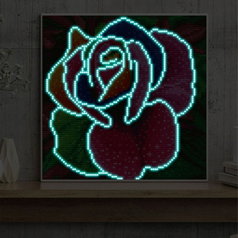 Broderie Diamant Lumineux de Strass en Cristal Roses Colorées