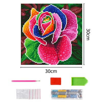 Broderie Diamant Lumineux de Strass en Cristal Roses Colorées