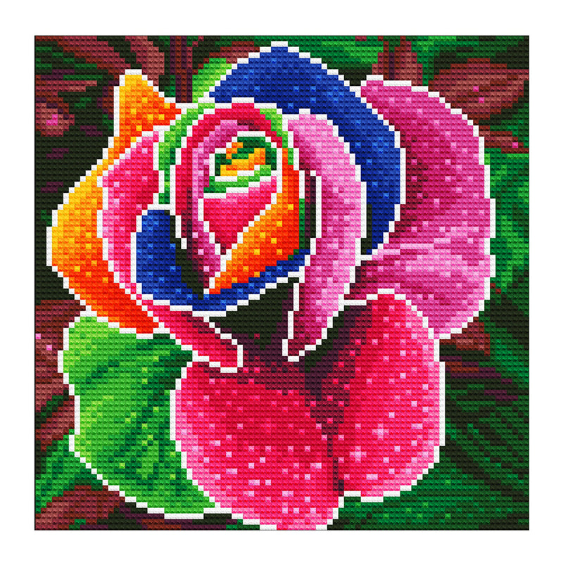 Broderie Diamant Lumineux de Strass en Cristal Roses Colorées