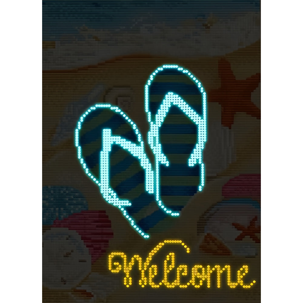 Broderie Diamant Lumineux de Strass en Cristal Coloré Tongs sur la Plage