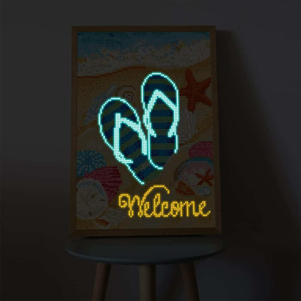 Broderie Diamant Lumineux de Strass en Cristal Coloré Tongs sur la Plage