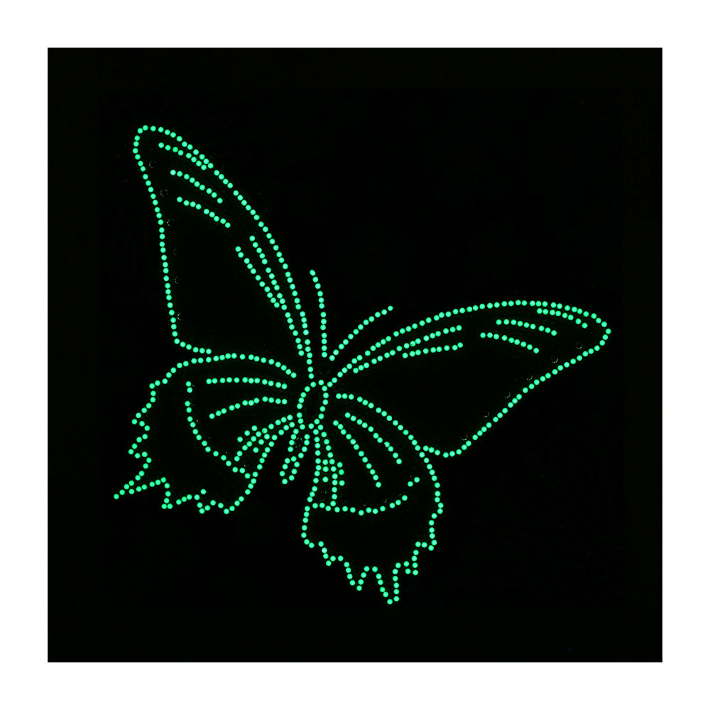 Broderie Diamant Lumineux de Forme Spéciale Papillon Bleu et Fleurs