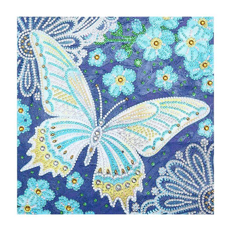 Broderie Diamant Lumineux de Forme Spéciale Papillon Bleu et Fleurs